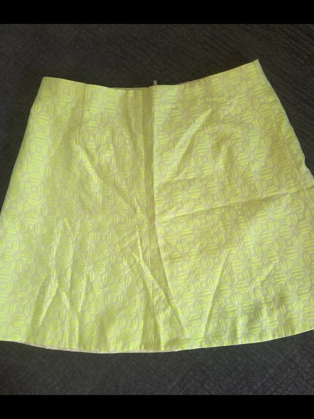 J. Crew Neon Lime Textured A-Line Skirt with Geometric Jacquard